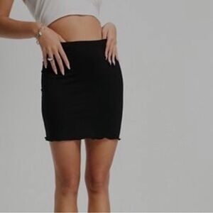 ASOS DESIGN mini skirt with lettuce hem black size 2